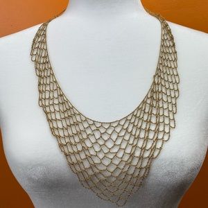 JCREW gold color netted bib necklace